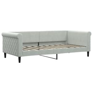 Válenda s přistýlkou a zásuvkami světle šedá 90 x 190 cm samet - obrázek 4