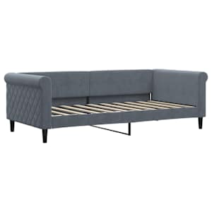 Válenda s přistýlkou a zásuvkami tmavě šedá 90 x 190 cm samet - obrázek 4