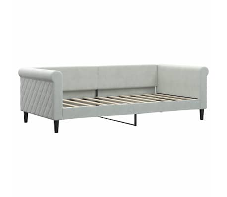 vidaXL Daybed with Trundle and Mattresses Light Grey 90x190 cm Velvet