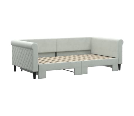 vidaXL Daybed with Trundle Light Grey 100x190 cm Velvet