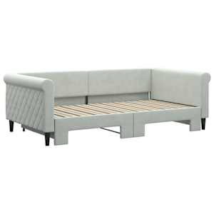 vidaXL Daybed with Trundle Light Grey 100x190 cm Velvet