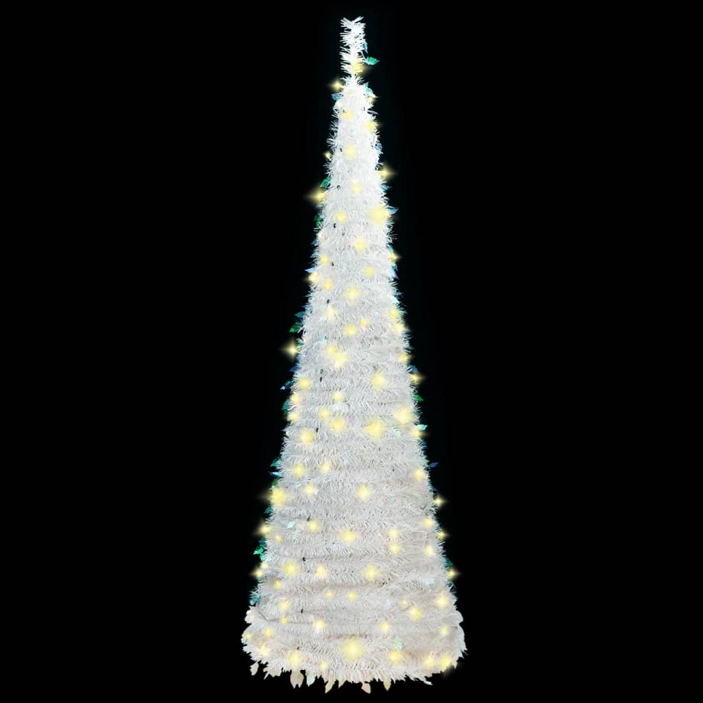 vidaXL Brad de Crăciun artificial pop-up 100 LED-uri alb 150 cm