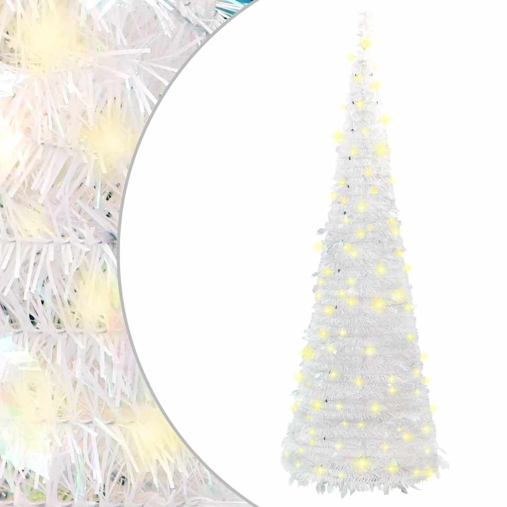 vidaXL Brad de Crăciun artificial pop-up 200 LED-uri Alb 210 cm
