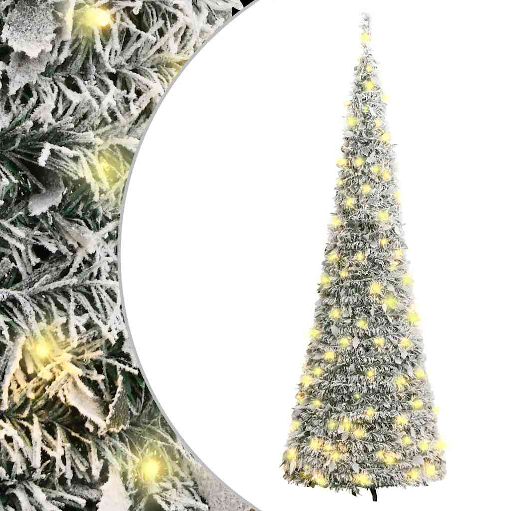 vidaXL Brad de Crăciun artificial pop-up cu zăpadă, 200 LED-uri 210 cm