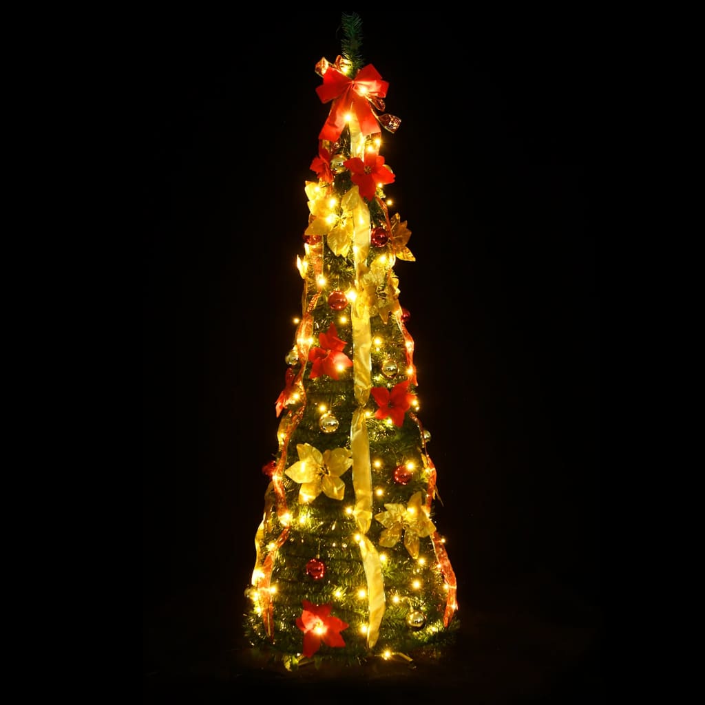 vidaXL Brad de Crăciun artificial pop-up 100 LED-uri verde 150 cm