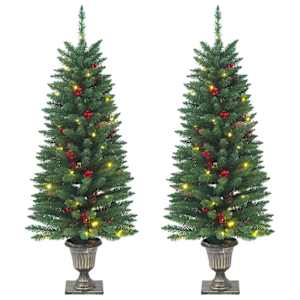 Umělé vánoční stromky 2 ks 100 LED diod zelené 120 cm - obrázek 1