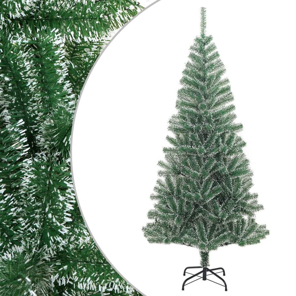 Image of vidaXL Artificial Christmas Tree with Flocked Snow Green 210 cm