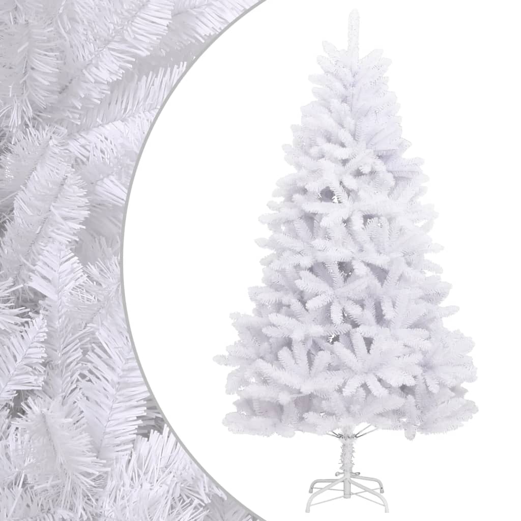 vidaXL kunstigt juletræ med juletræsfod 240 cm hængslet hvid
