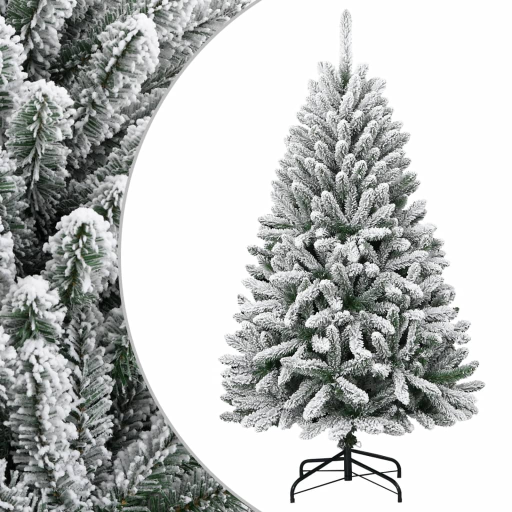Kunstigt Juletræ Med Sne Hængslet Grøn Og Hvid - Basis / 120 cm