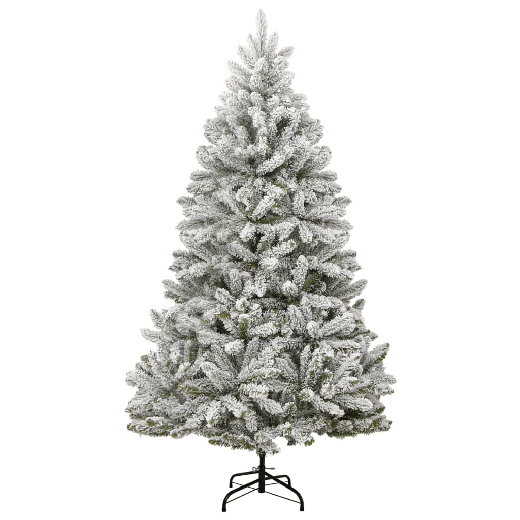 vidaXL Umelý výklopný vianočný stromček so snehovými vločkami 180 cm