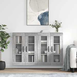 Nástěnné skříňky 2 ks šedé sonoma kompozitní dřevo - obrázek 1