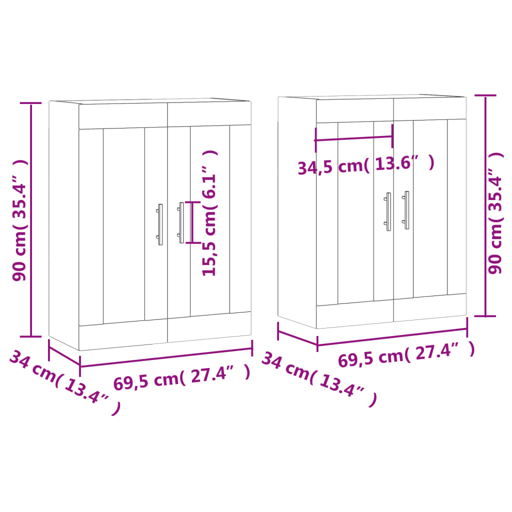 Elegancka szafka ścienna 69,5x34x90cm dąb sonoma