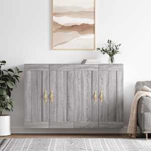 Stenska omarica 2 kosa siva sonoma inženirski les