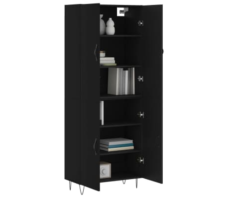 vidaXL augstais skapis, melns, 69,5x34x180 cm, inženierijas koks