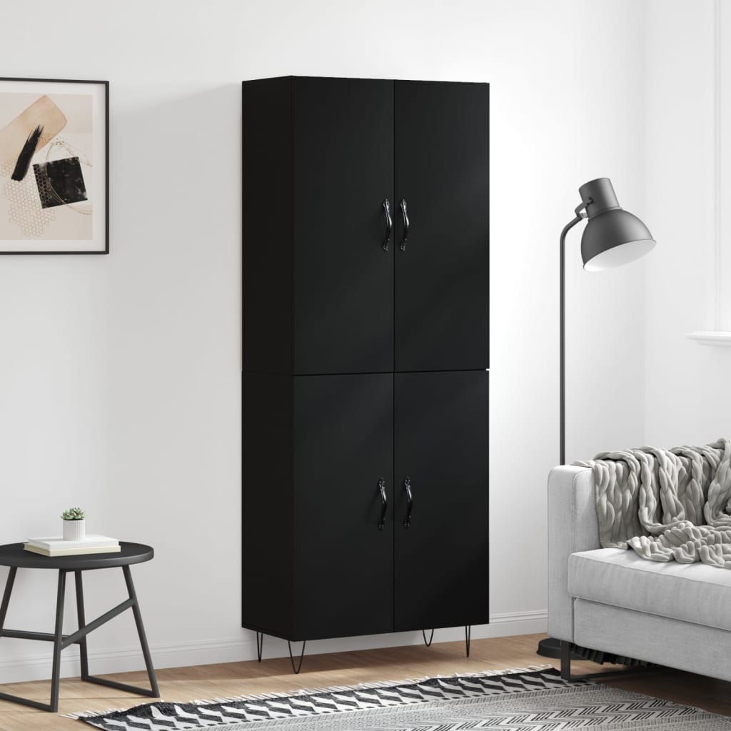 vidaXL Highboard Schwarz 69,5x34x180 cm Holzwerkstoff