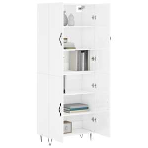 vidaXL Witrynka biała połysk 69,5x34x180 cm materiał drewnopochodny