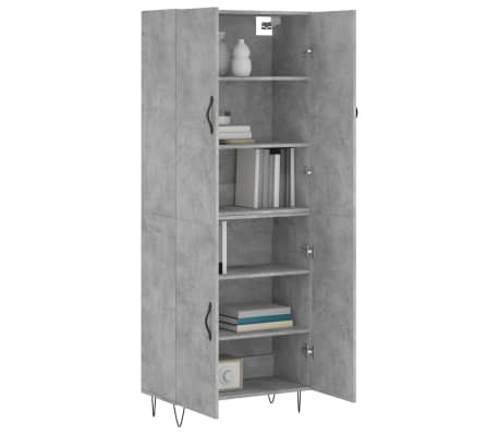 vidaXL Buffet haut Gris b&eacute;ton 69,5x34x180 cm Bois d'ing&eacute;nierie