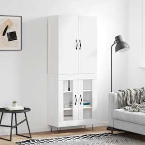 Visoka omara bela 69,5x34x180 cm inženirski les