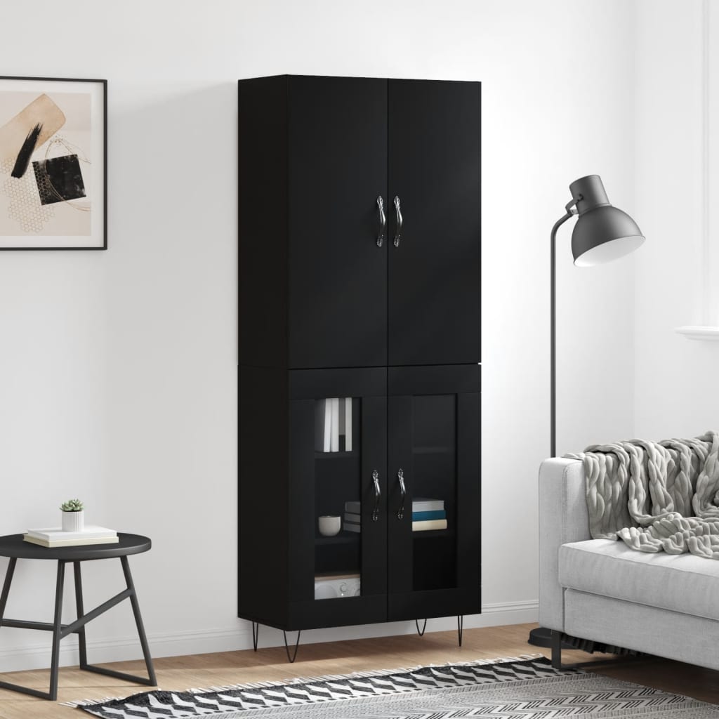 vidaXL Highboard Schwarz 69,5x34x180 cm Holzwerkstoff