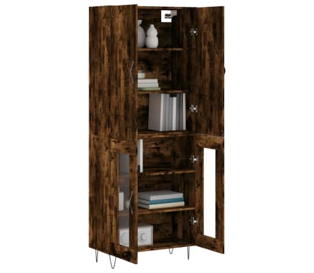 vidaXL Hoge kast 69,5x34x180 cm bewerkt hout gerookt eikenkleurig