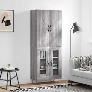Skříň highboard šedá sonoma 69,5 x 34 x 180 cm kompozitní dřevo - obrázek 1
