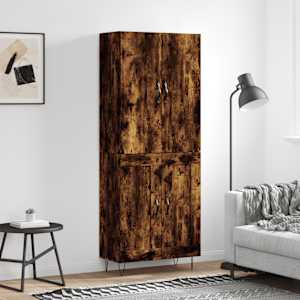Visoka komoda dimljen hrast 69,5x34x180 cm inženirski les