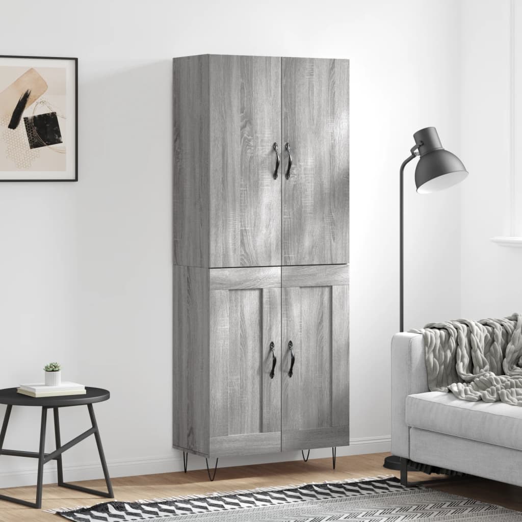 vidaXL Dulap înalt, gri sonoma, 69,5x34x180 cm, lemn compozit
