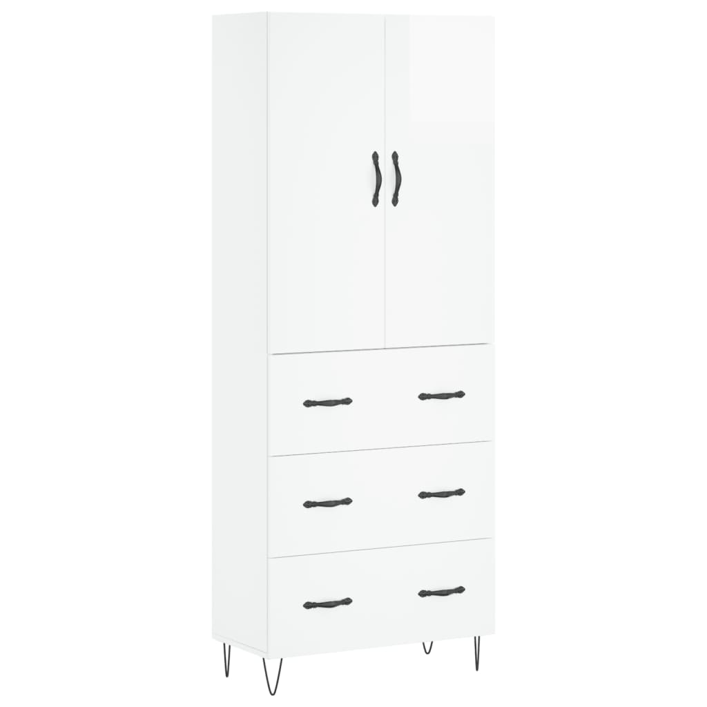 vidaXL Skříň highboard lesklá bílá 69,5 x 34 x 180 cm kompozitní dřevo