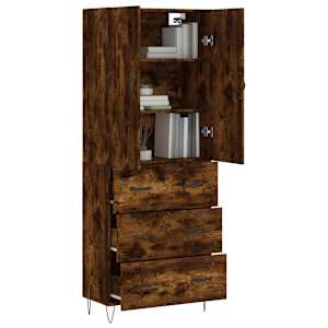Skříň highboard kouřový dub 69,5 x 34 x 180 cm kompozitní dřevo - obrázek 3