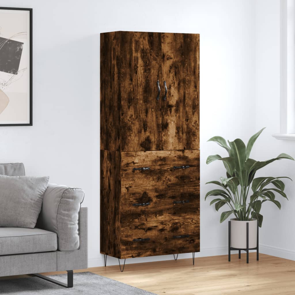 Skříň highboard kouřový dub 69,5 x 34 x 180 cm kompozitní dřevo