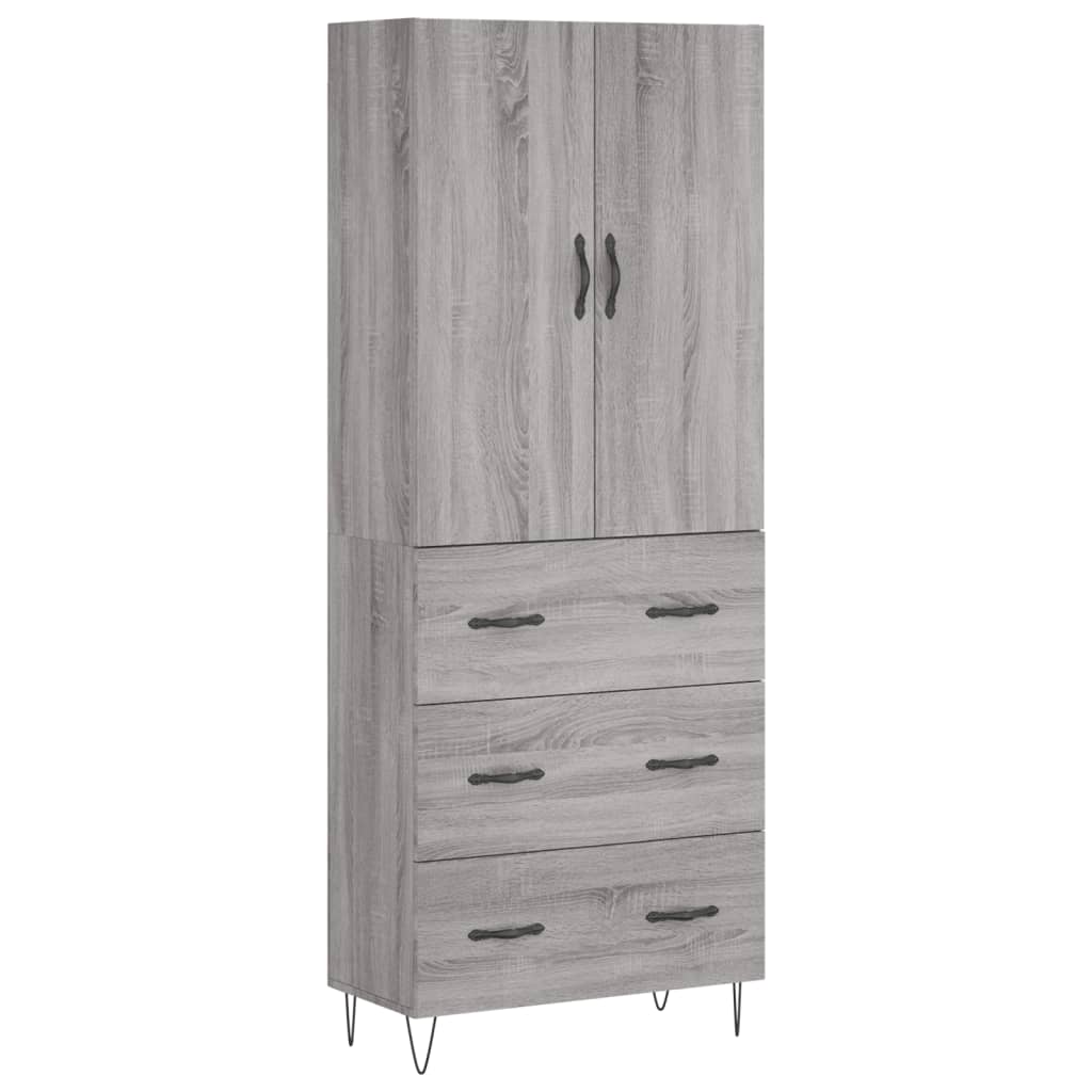 vidaXL Skříň highboard šedá sonoma 69,5 x 34 x 180 cm kompozitní dřevo