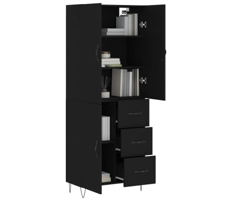 vidaXL Dulap &icirc;nalt, negru, 69,5x34x180 cm, lemn compozit