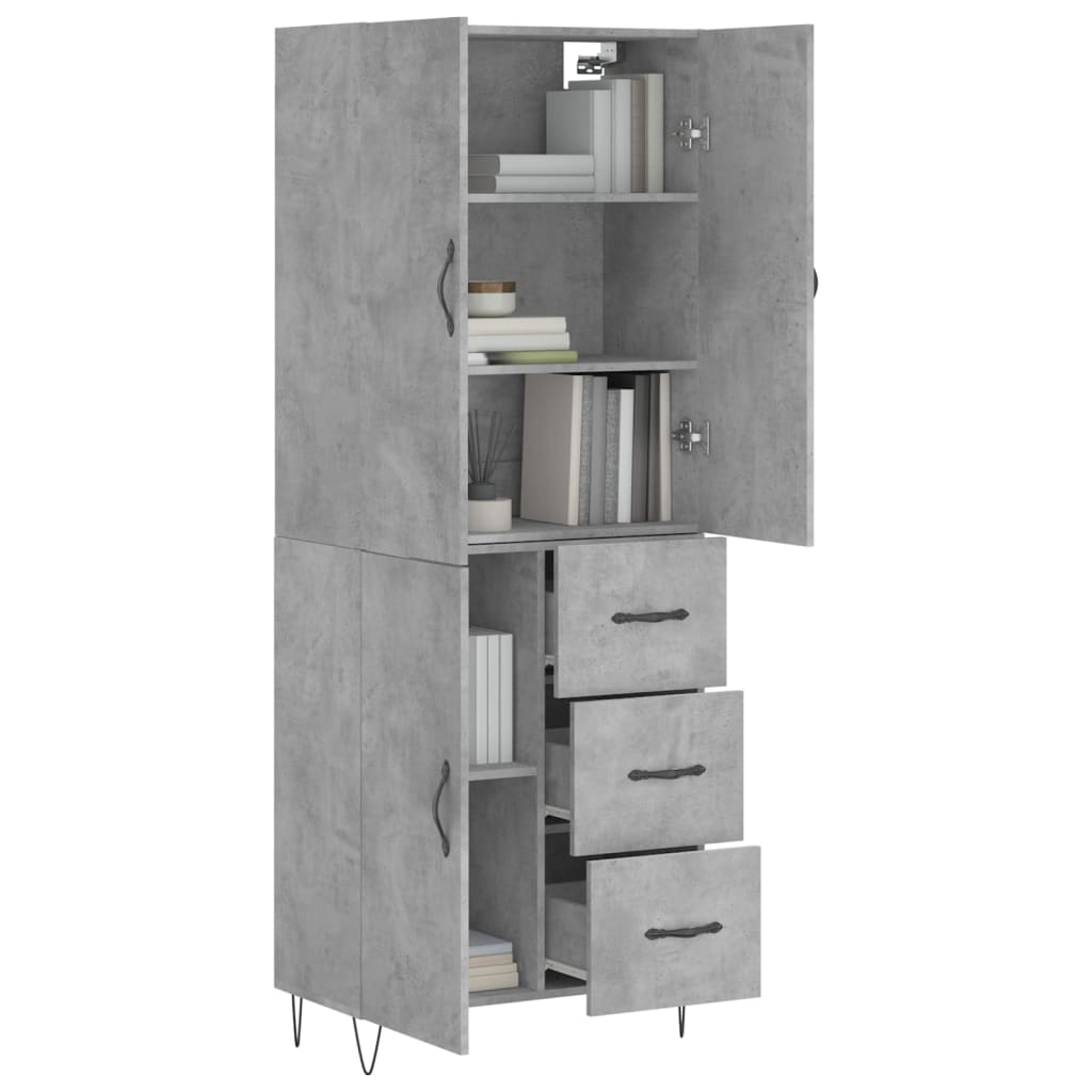 vidaXL Hoge kast 69,5x34x180 cm bewerkt hout betongrijs afbeelding