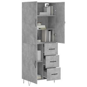 Skříň highboard betonově šedá 69,5x34x180 cm kompozitní dřevo - obrázek 3