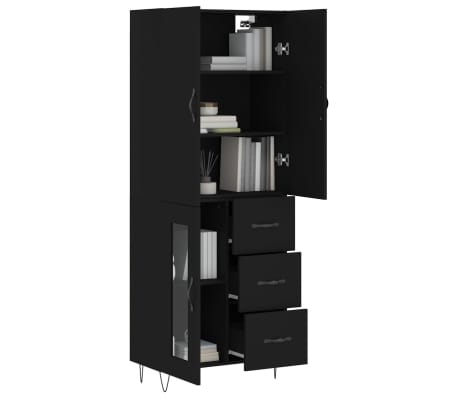 vidaXL Dulap &icirc;nalt, negru, 69,5x34x180 cm, lemn compozit