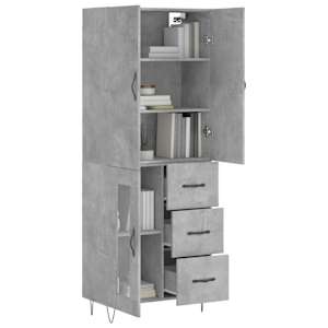 Skříň highboard betonově šedá 69,5x34x180 cm kompozitní dřevo - obrázek 3