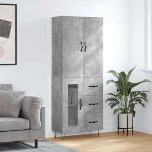 Skříň highboard betonově šedá 69,5x34x180 cm kompozitní dřevo