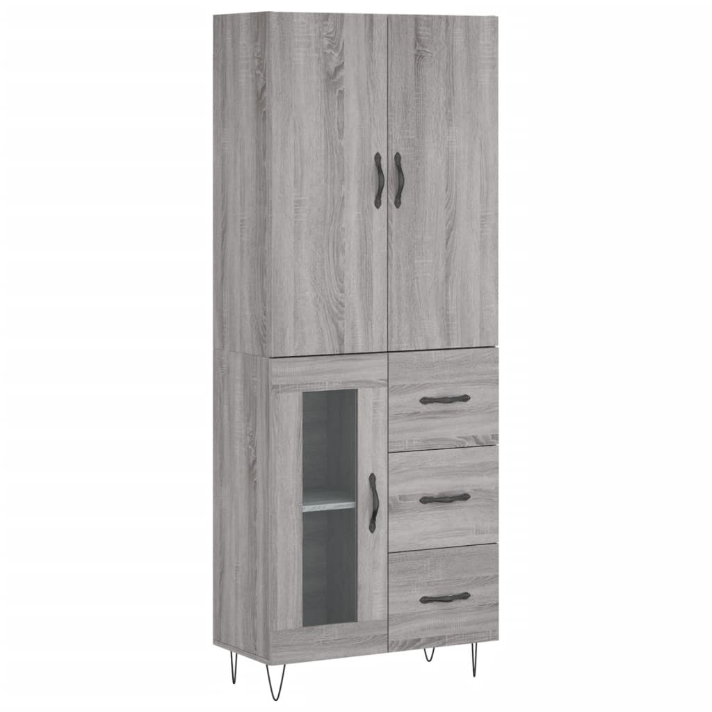 vidaXL Skříň highboard šedá sonoma 69,5 x 34 x 180 cm kompozitní dřevo