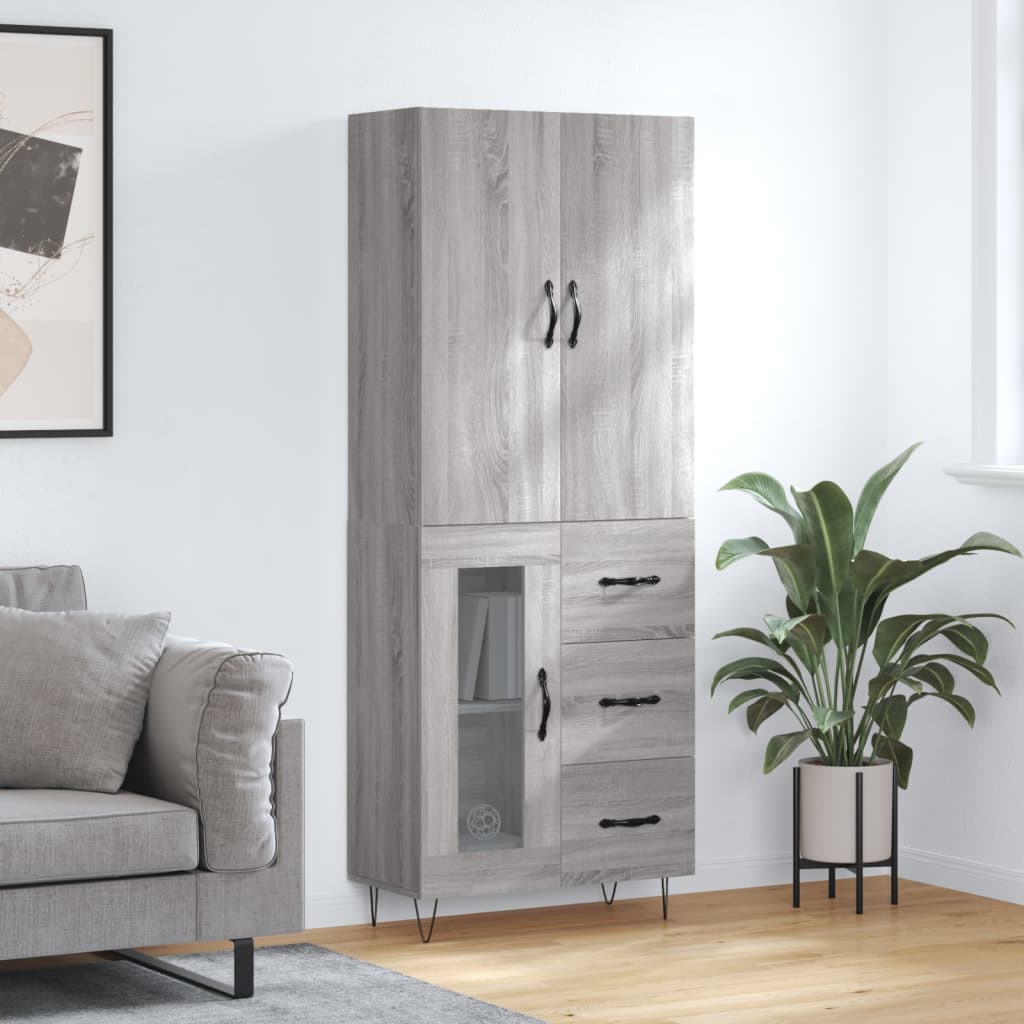 Skříň highboard šedá sonoma 69,5 x 34 x 180 cm kompozitní dřevo