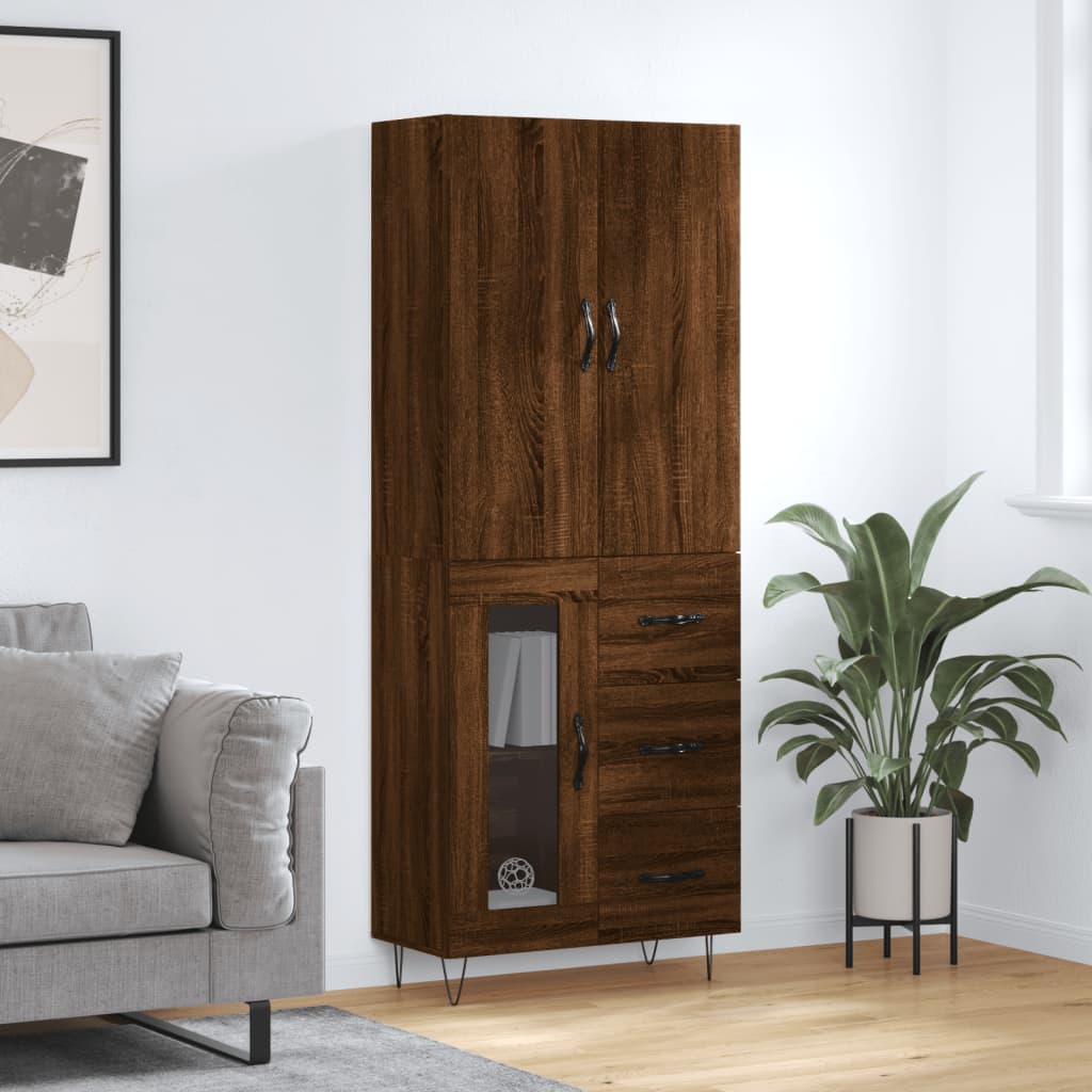 Skříň highboard hnědý dub 69,5 x 34 x 180 cm kompozitní dřevo