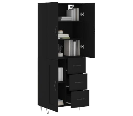 vidaXL Visoka komoda crni 69,5x34x180 cm konstruirano drvo