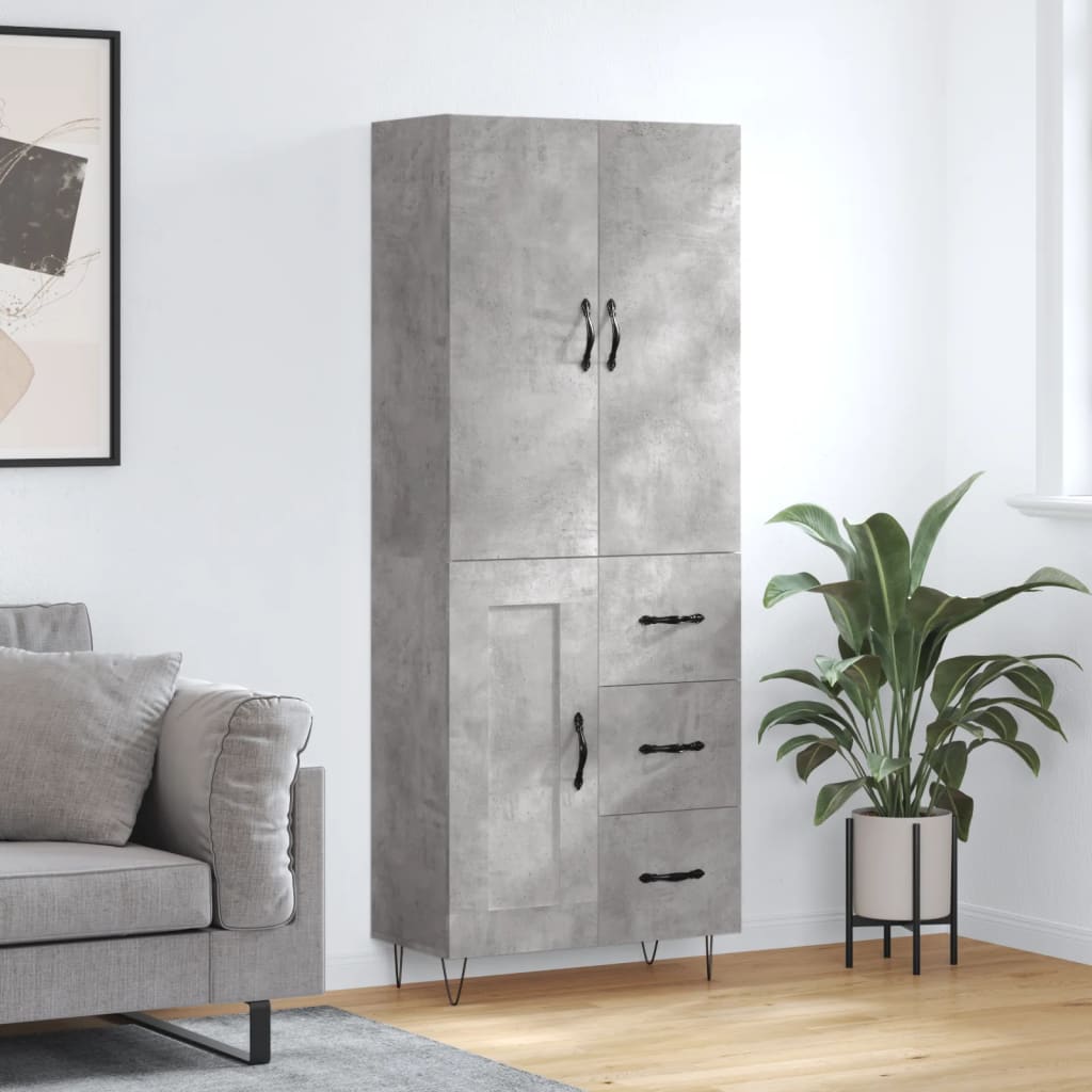 Skříň highboard betonově šedá 69,5x34x180 cm kompozitní dřevo