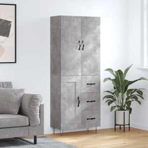Skříň highboard betonově šedá 69,5x34x180 cm kompozitní dřevo - obrázek 1