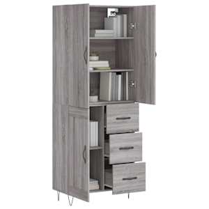 Skříň highboard šedá sonoma 69,5 x 34 x 180 cm kompozitní dřevo - obrázek 3