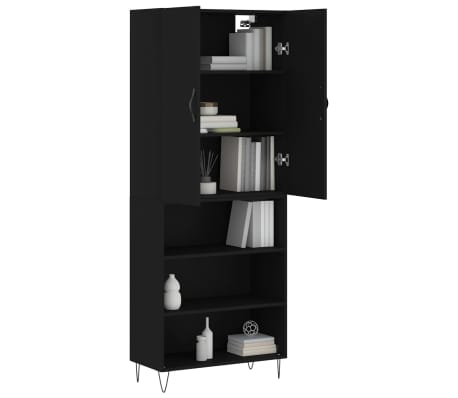 vidaXL augstais skapis, melns, 69,5x34x180 cm, inženierijas koks