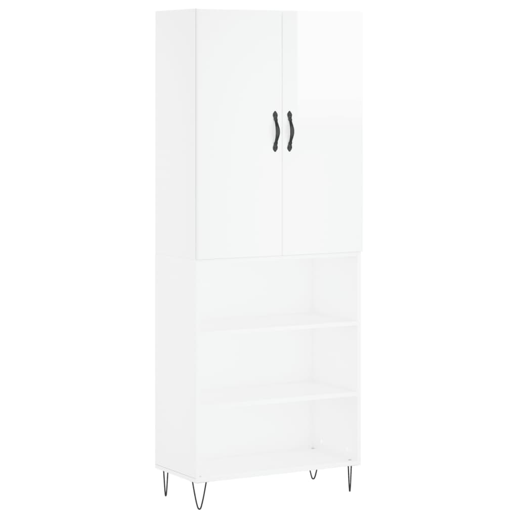 vidaXL Skříň highboard lesklá bílá 69,5 x 34 x 180 cm kompozitní dřevo