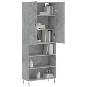 Skříň highboard betonově šedá 69,5x34x180 cm kompozitní dřevo - obrázek 3