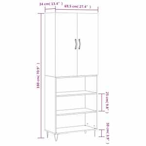 Skříň highboard betonově šedá 69,5x34x180 cm kompozitní dřevo - obrázek 13