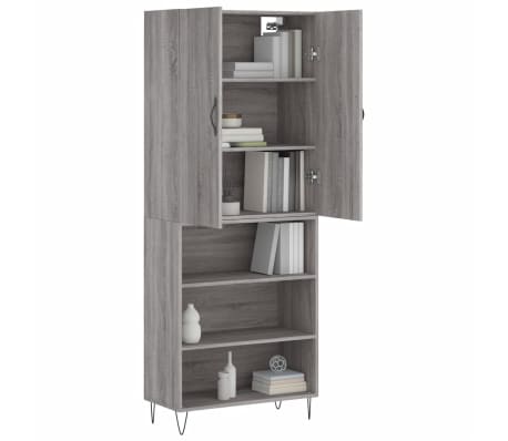 vidaXL Aparador alto madera contrachapada gris sonoma 69,5x34x180 cm