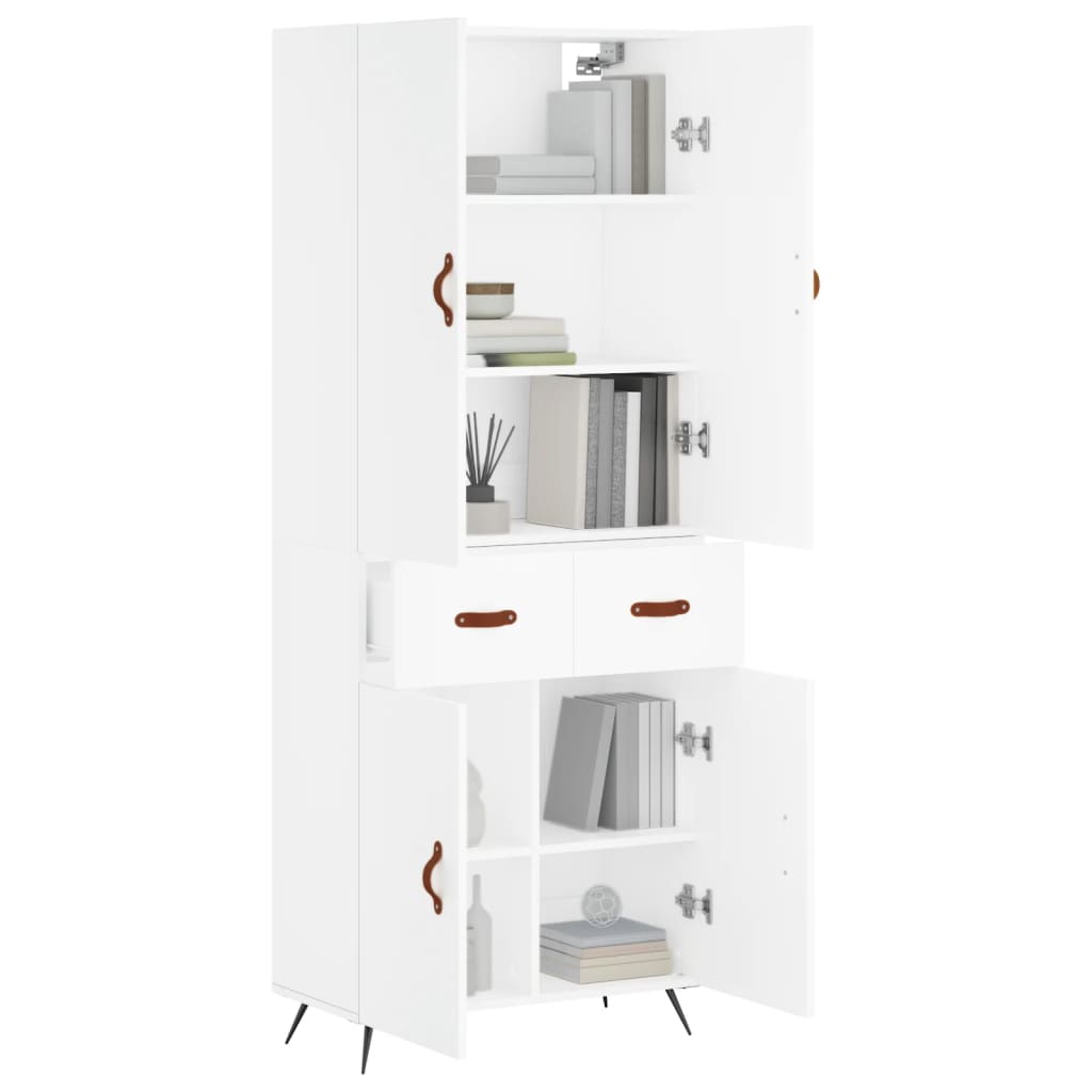 vidaXL Highboard hvit 69,5x34x180 cm konstruert tre